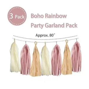 15 guirnaldas de papel de estraza de color marrón crema_3