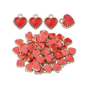 50pcs rojo corazón encantos aleación esmalte mini forma de_1