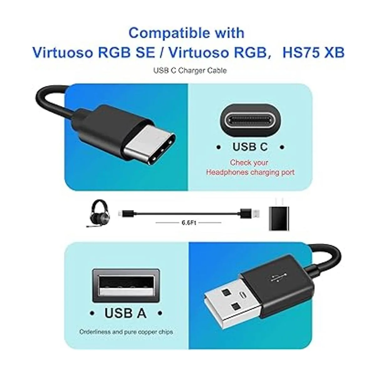 Cable de carga USB C de 6 pies para ATT Calypso 23_2