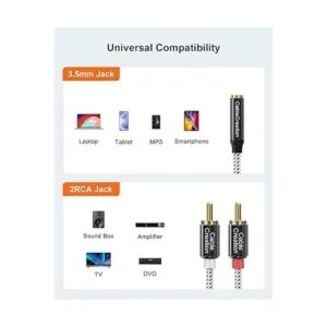 Cable de audio estéreo de 0.138 in a RCA cable de audio_4