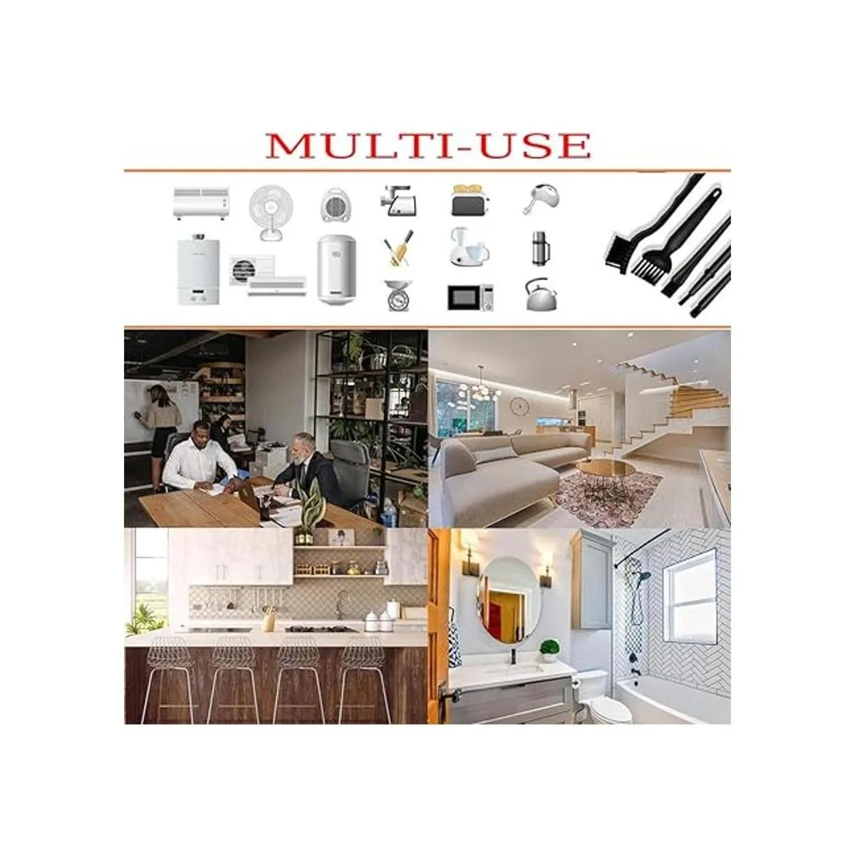 ELANE Juego de 6 cepillos antiestáticos de nailon con_6