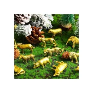 24 figuras de animales de plástico dorado juguetes de_7