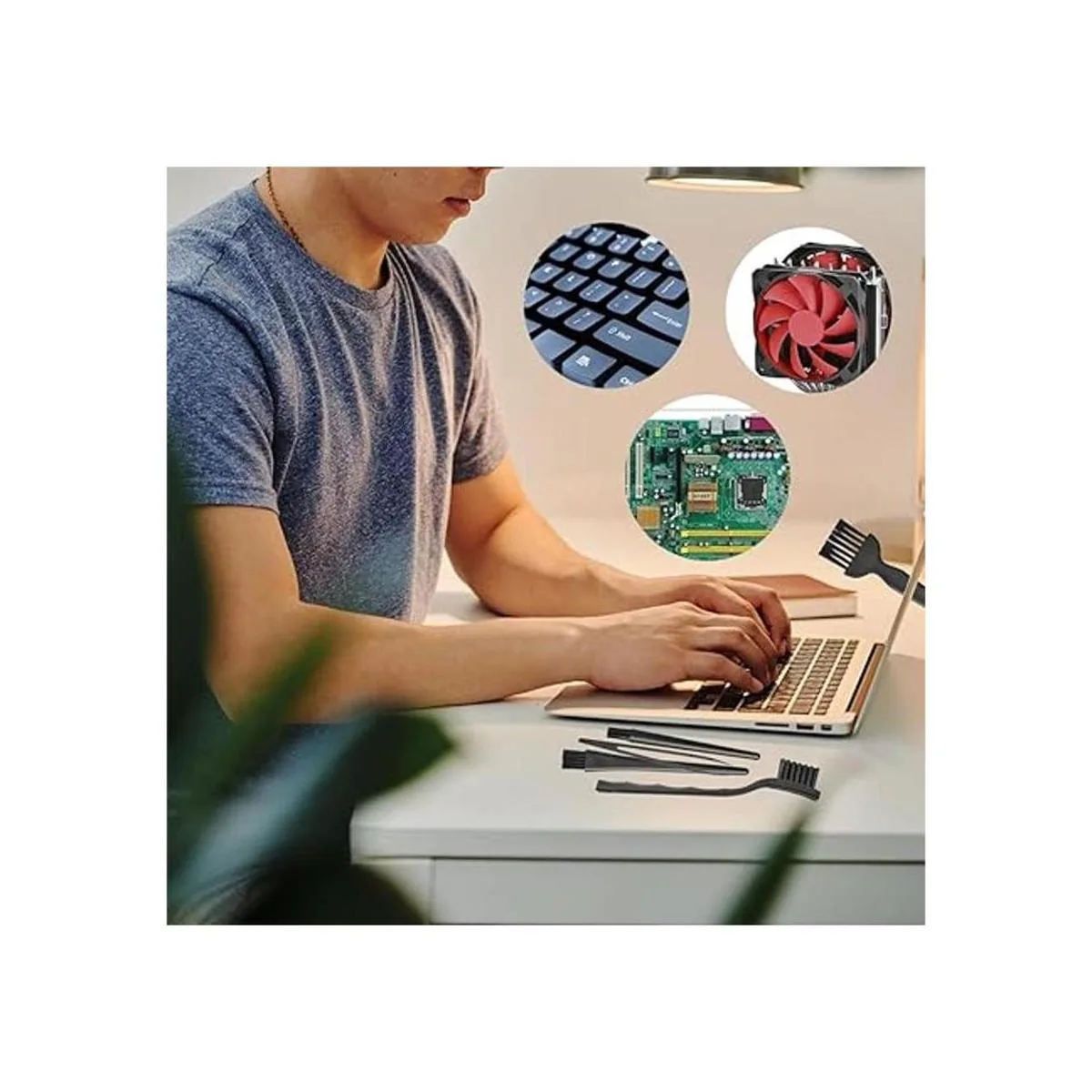 ELANE Juego de 6 cepillos antiestáticos de nailon con_4