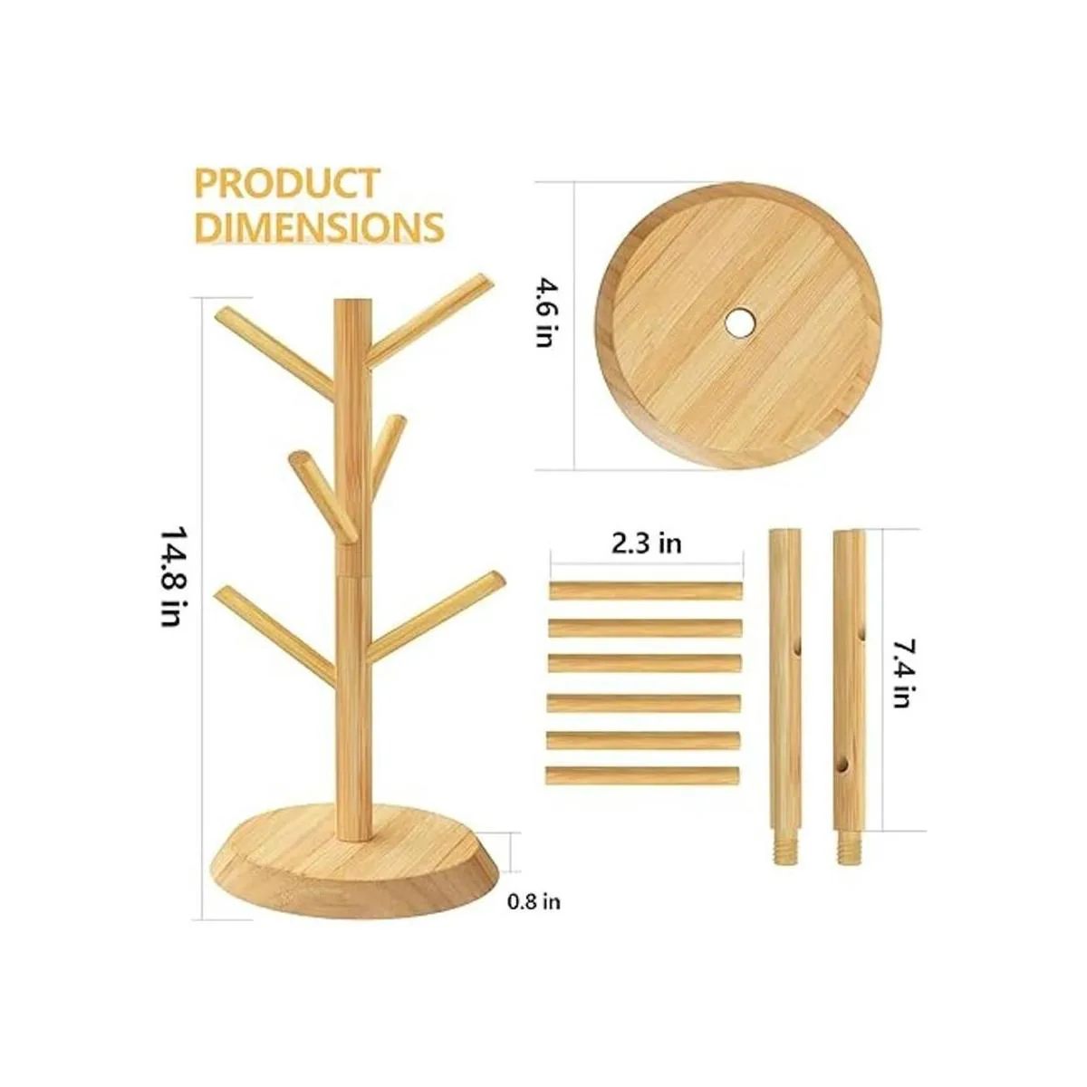 MaxGear Soporte para tazas de café estante de madera de_6