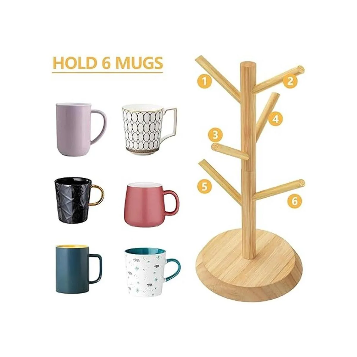 MaxGear Soporte para tazas de café estante de madera de_5