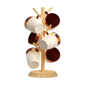 MaxGear Soporte para tazas de café estante de madera de_1