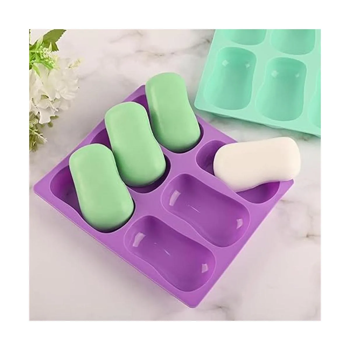 Sakolla Paquete de 2 moldes de jabón de silicona de 6_3