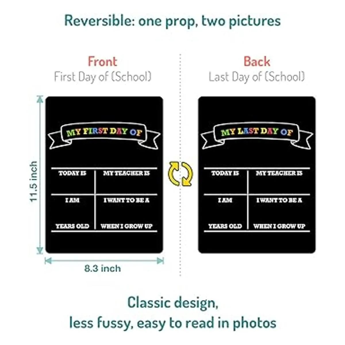FunPlus Tablero del primer día de escuela letrero de_2