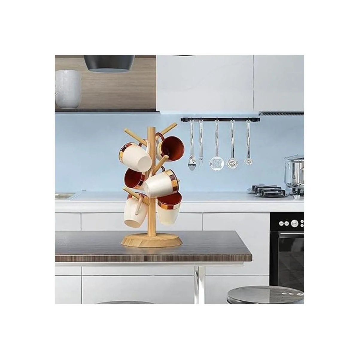 MaxGear Soporte para tazas de café estante de madera de_4