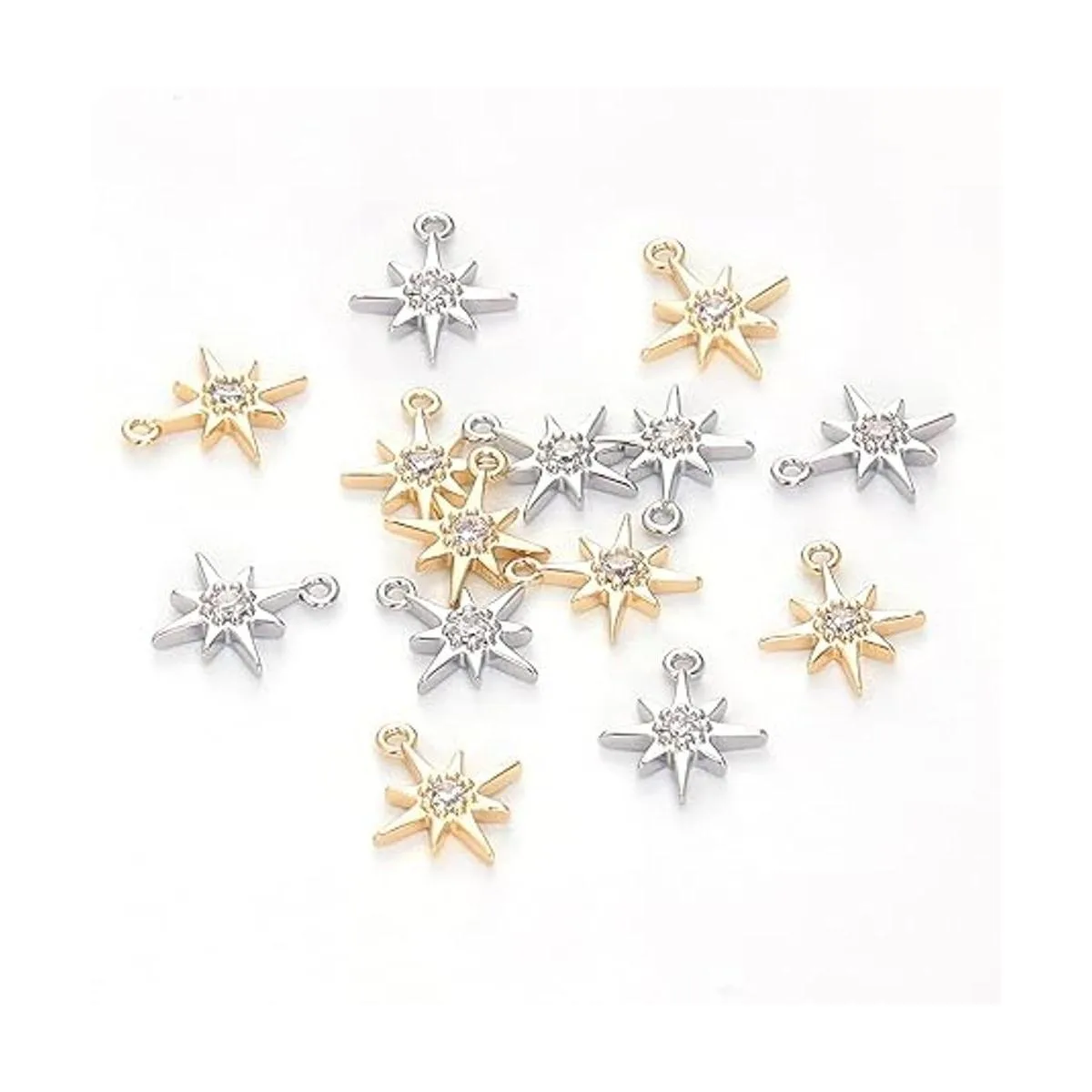 BENECREAT 16 colgantes de circonita cúbica chapada en oro_4