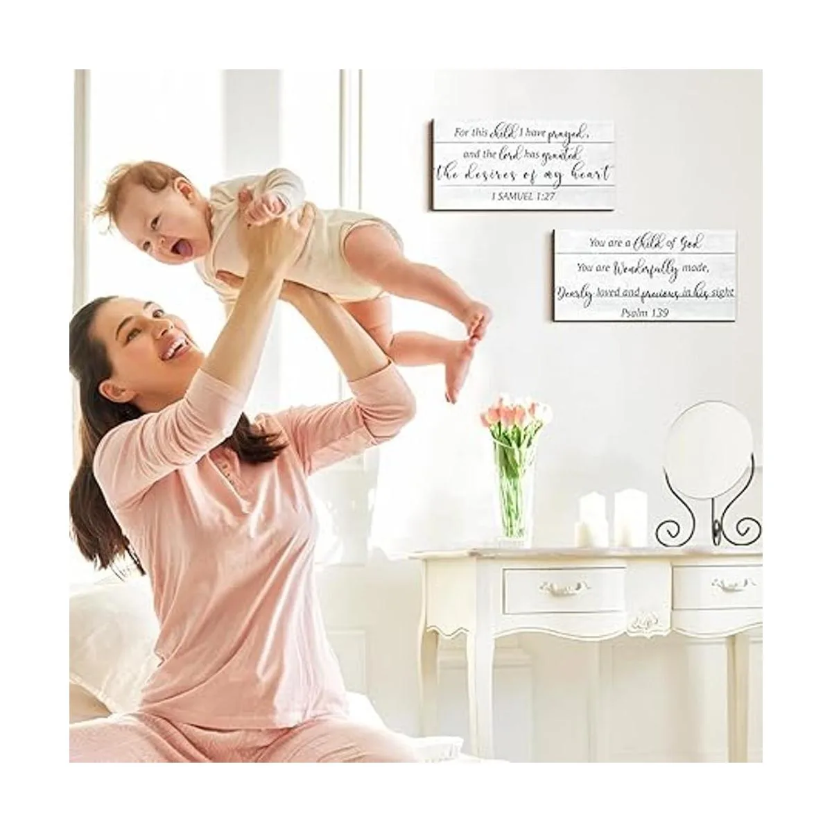 2 piezas de decoración de pared de madera para niñas y_2