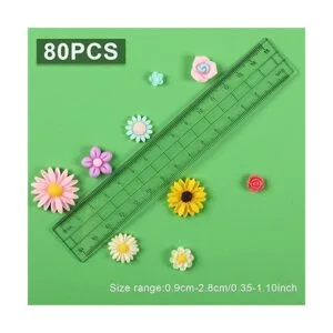 Abalorios de resina de flores para bricolaje 80 cuentas_4
