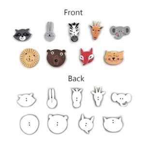 FCOVUVDBD 50 botones de madera de animales lindos de 2_2