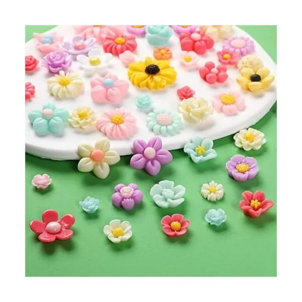 Abalorios de resina de flores para bricolaje 80 cuentas_3
