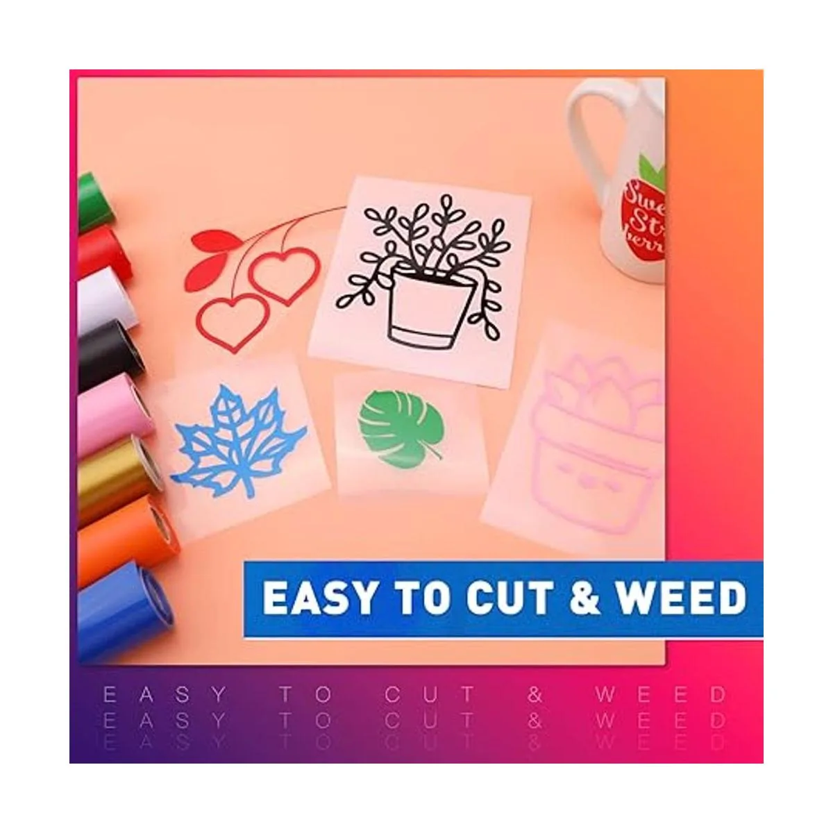 HTVRONT Vinilo permanente blanco para Cricut rollos de_4