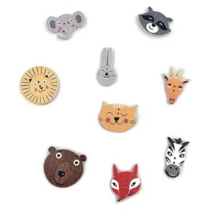 FCOVUVDBD 50 botones de madera de animales lindos de 2_5