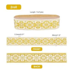 PH PandaHall Cinta jacquard étnica dorada de 14 yardas_5