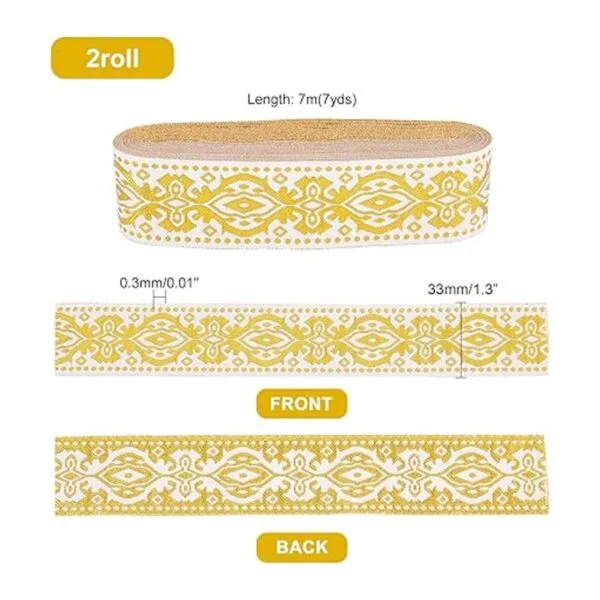 PH PandaHall Cinta jacquard étnica dorada de 14 yardas_5