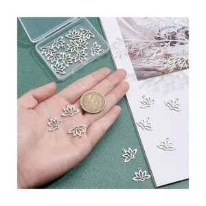 UNICRAFTALE 20 colgantes de flor de loto hueca de acero_2