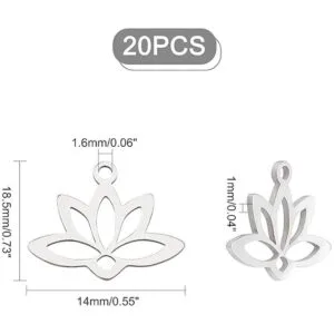 UNICRAFTALE 20 colgantes de flor de loto hueca de acero_5