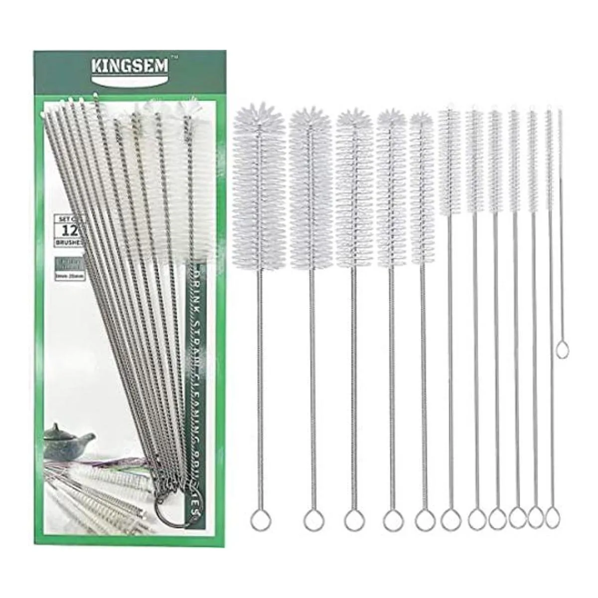 KINGSEM Juego de 12 cepillos limpiadores de pajitas con_1