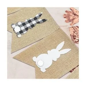 Doumeny Bandera de arpillera a cuadros de Pascua con_3