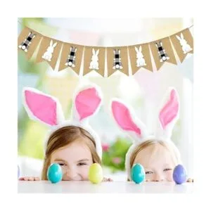 Doumeny Bandera de arpillera a cuadros de Pascua con_4