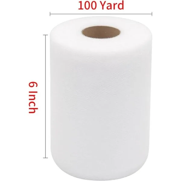 Rollos de tela de tul blanco de 6 pulgadas por 100 yardas_4
