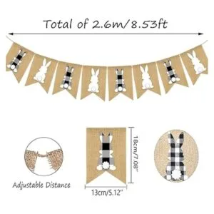 Doumeny Bandera de arpillera a cuadros de Pascua con_2