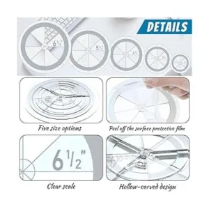 Juego de 5 plantillas de acolchado circular regla de_2