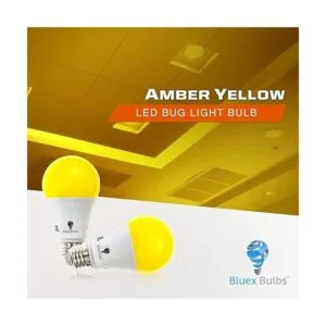 BlueX Paquete de 2 bombillas LED amarillas ámbar A19 sin_4