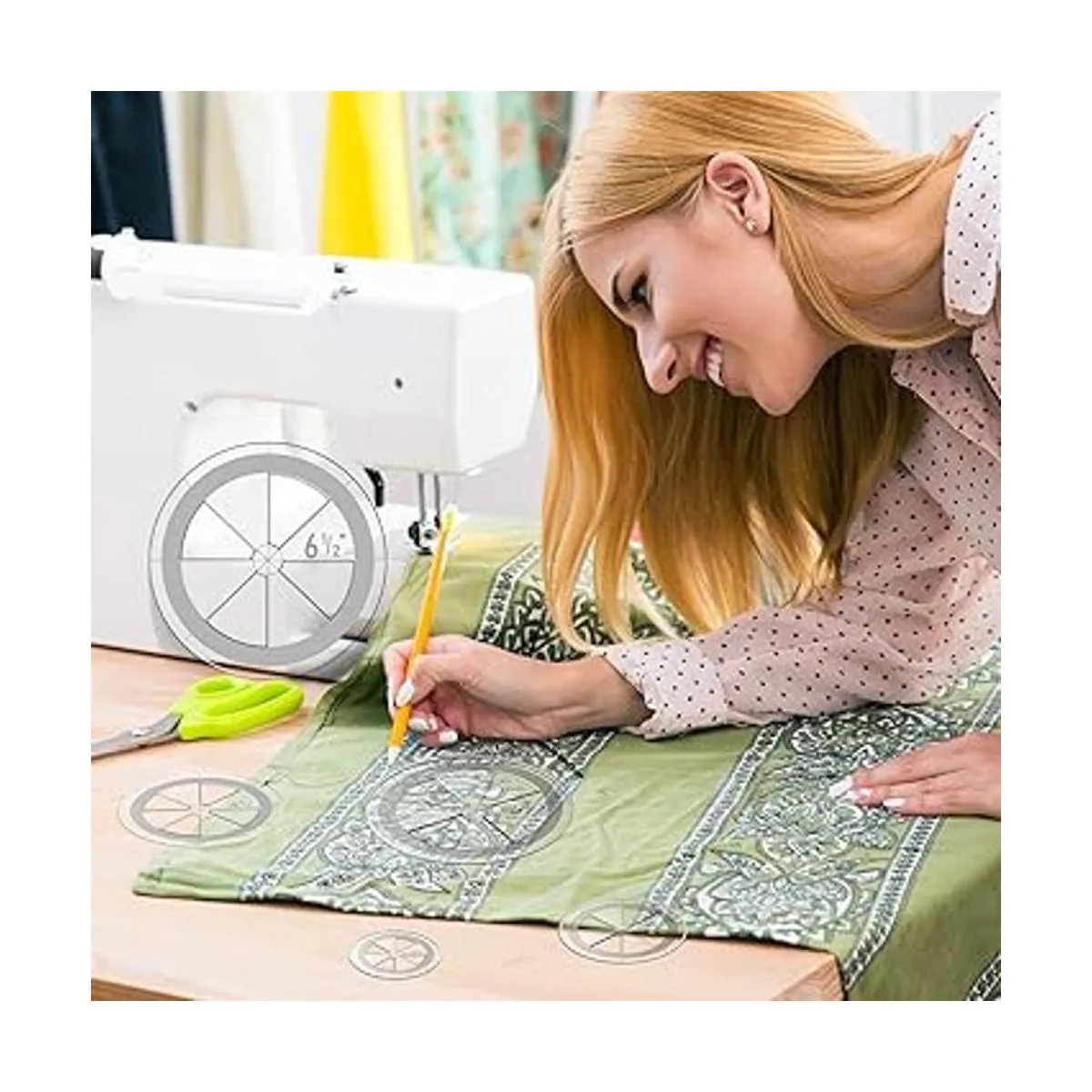 Juego de 5 plantillas de acolchado circular regla de_4