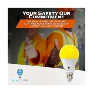 BlueX Paquete de 2 bombillas LED amarillas ámbar A19 sin_5