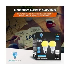 BlueX Paquete de 2 bombillas LED amarillas ámbar A19 sin_3