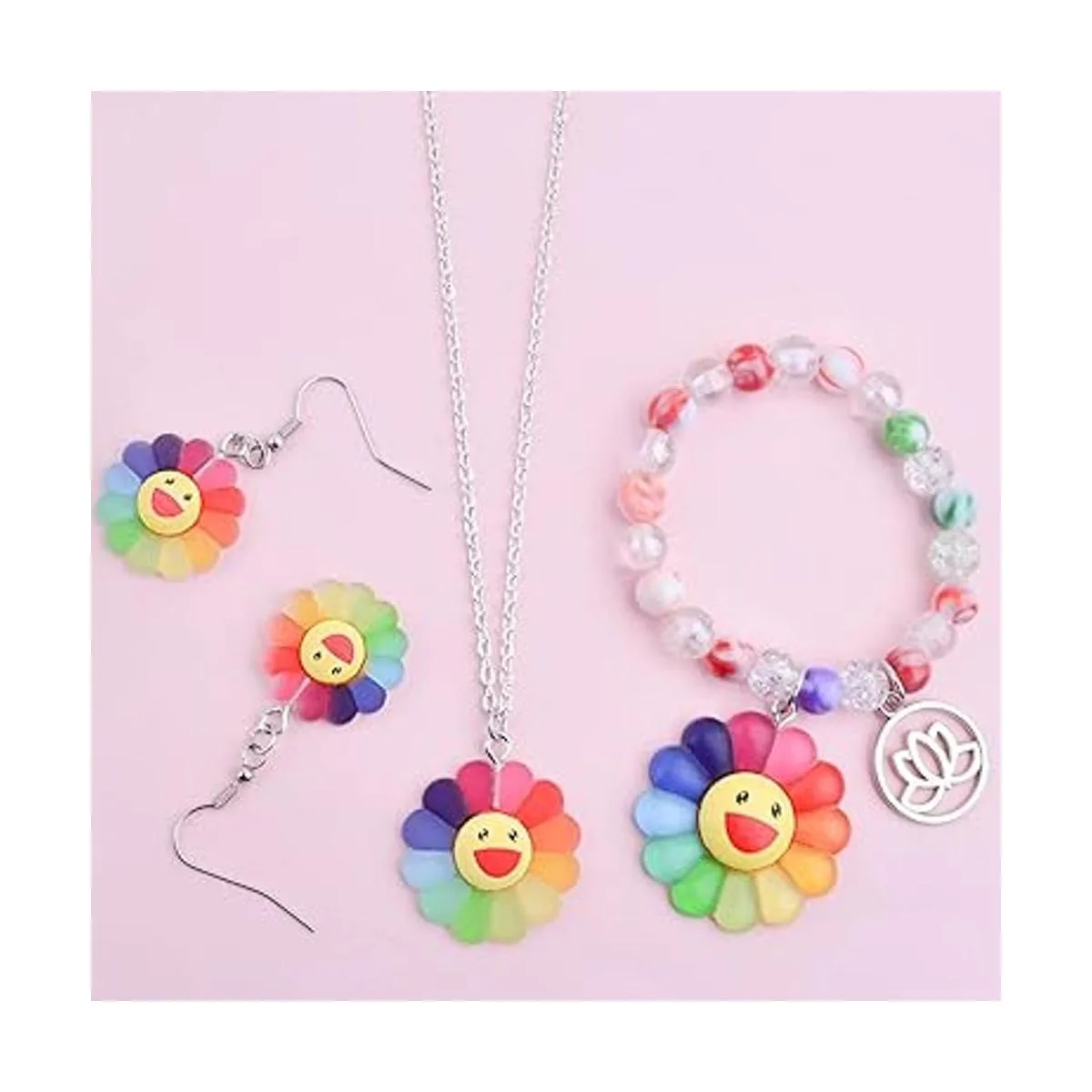 30 dijes de girasol sonriente de resina con diseño de_7