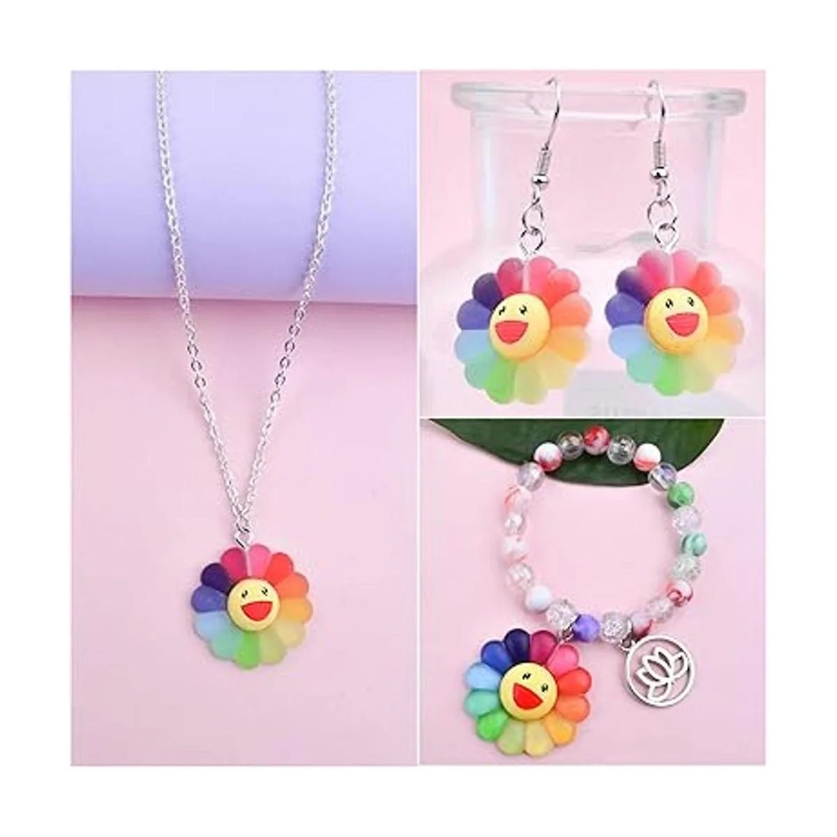 30 dijes de girasol sonriente de resina con diseño de_5