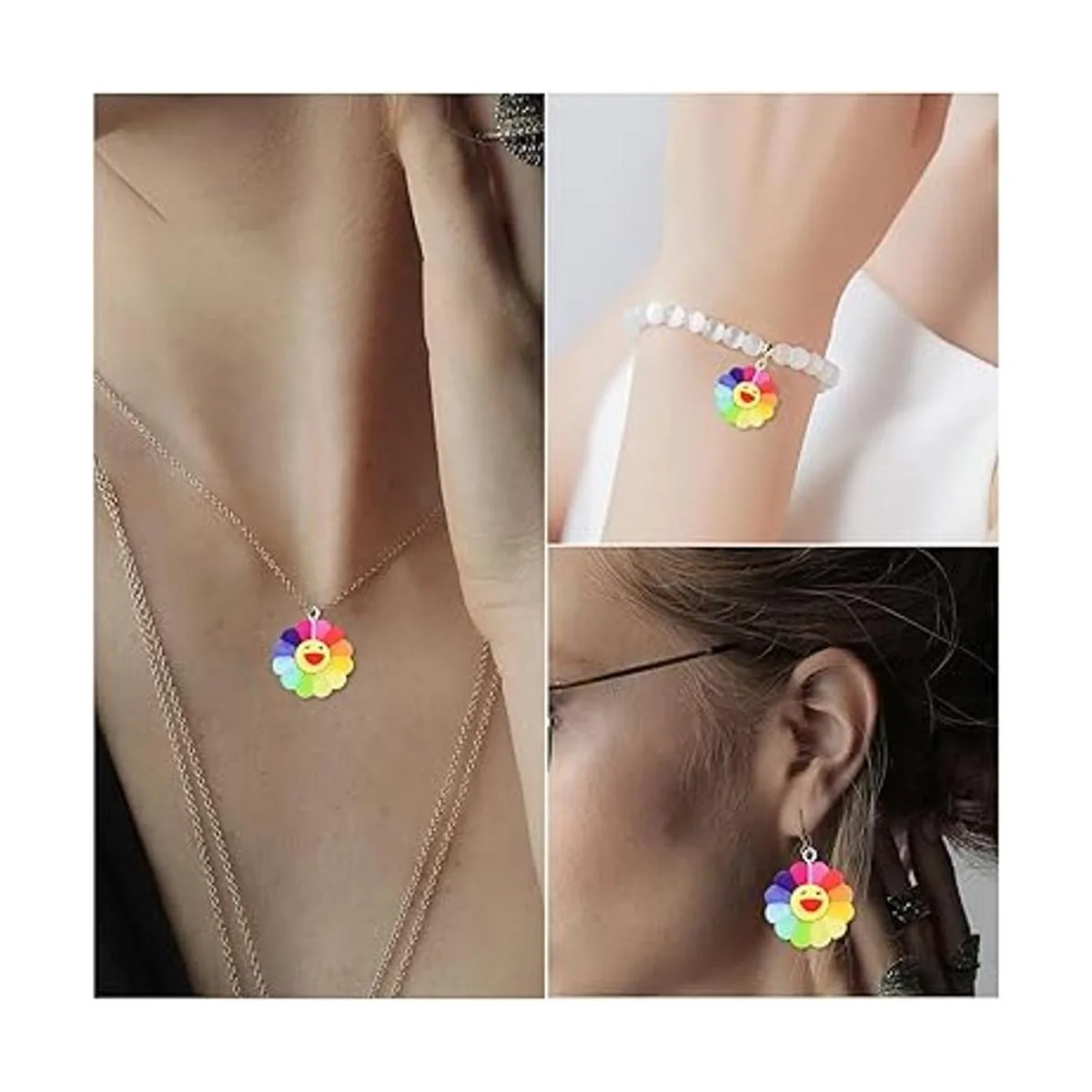 30 dijes de girasol sonriente de resina con diseño de_6