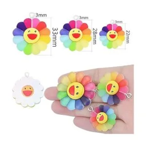30 dijes de girasol sonriente de resina con diseño de_3