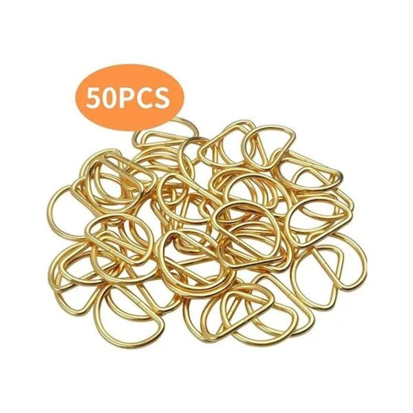 BronaGrand 50 anillos en D semicirculares de metal dorado_4