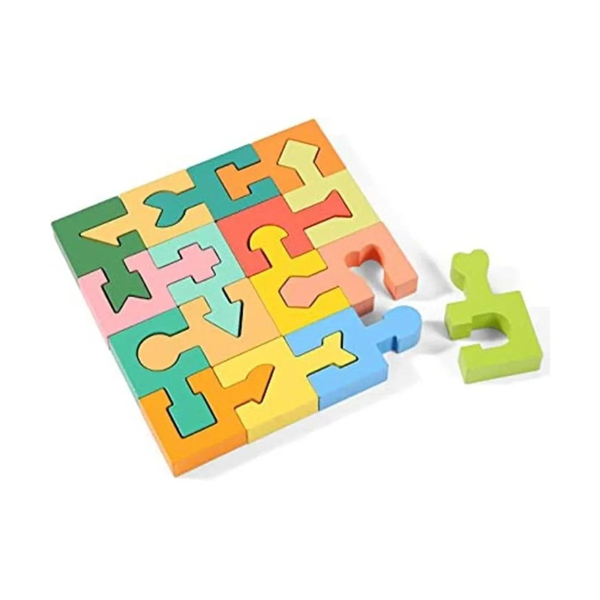 Rompecabezas de formas de madera bloques geométricos para_1