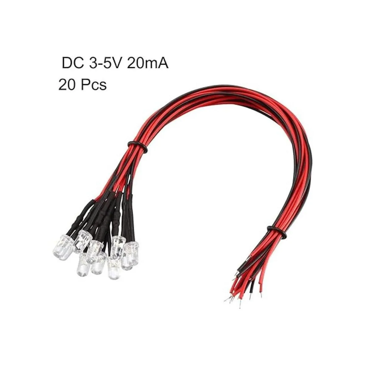 uxcell 20 bombillas LED con cable de 0.197 in rojo DC35_2