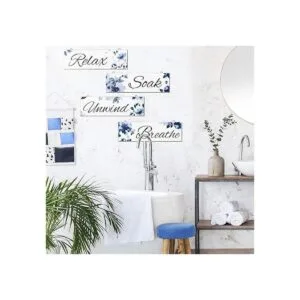 4 piezas de arte de pared azul para baño decoración de_2