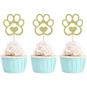 Decoración para cupcakes con estampado de patas de perro_1