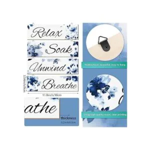 4 piezas de arte de pared azul para baño decoración de_3