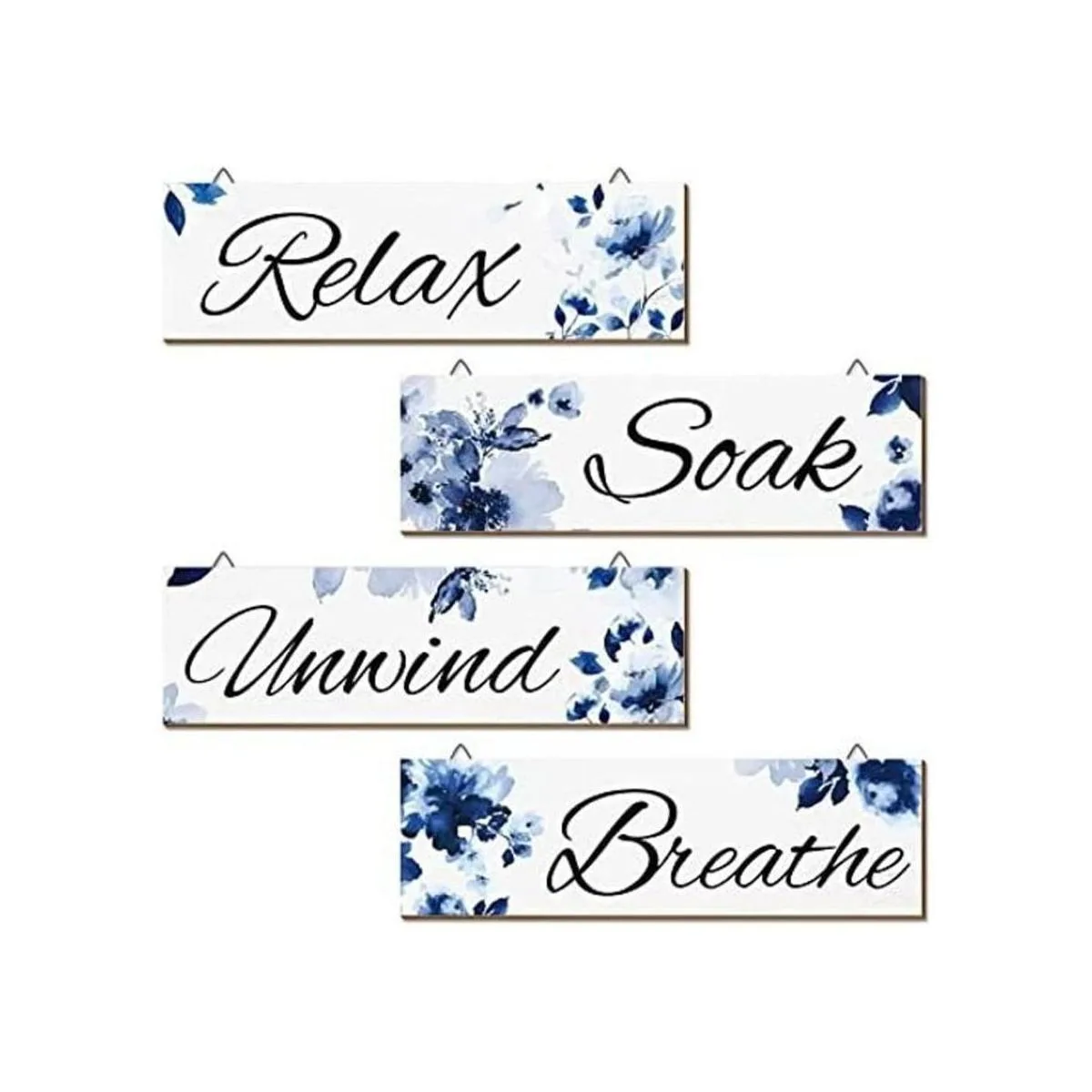 4 piezas de arte de pared azul para baño decoración de_1