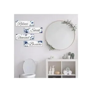 4 piezas de arte de pared azul para baño decoración de_4