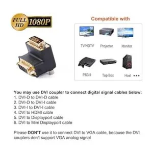 DTECH Adaptador DVI de 90 grados DVII hembra a DVID macho_5