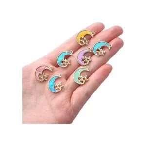 24pcs esmalte Luna Star Charms Celestial Charms Colgantes_7