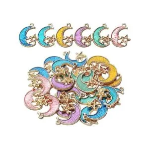 24pcs esmalte Luna Star Charms Celestial Charms Colgantes_1