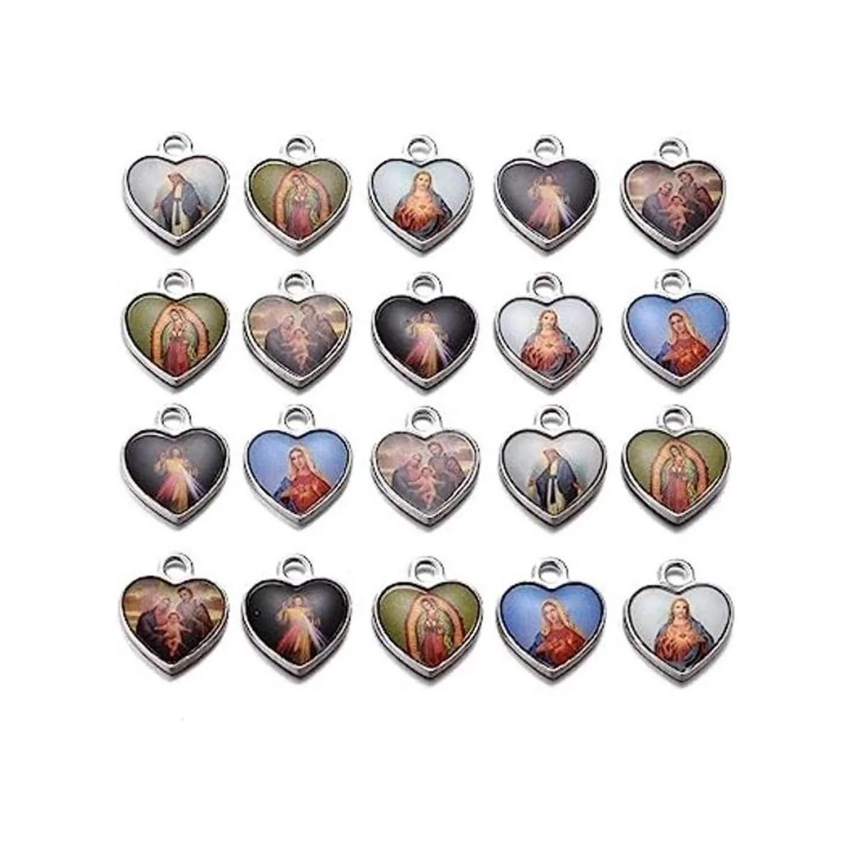 50 abalorios de corazón esmaltados con medalla milagrosa_1